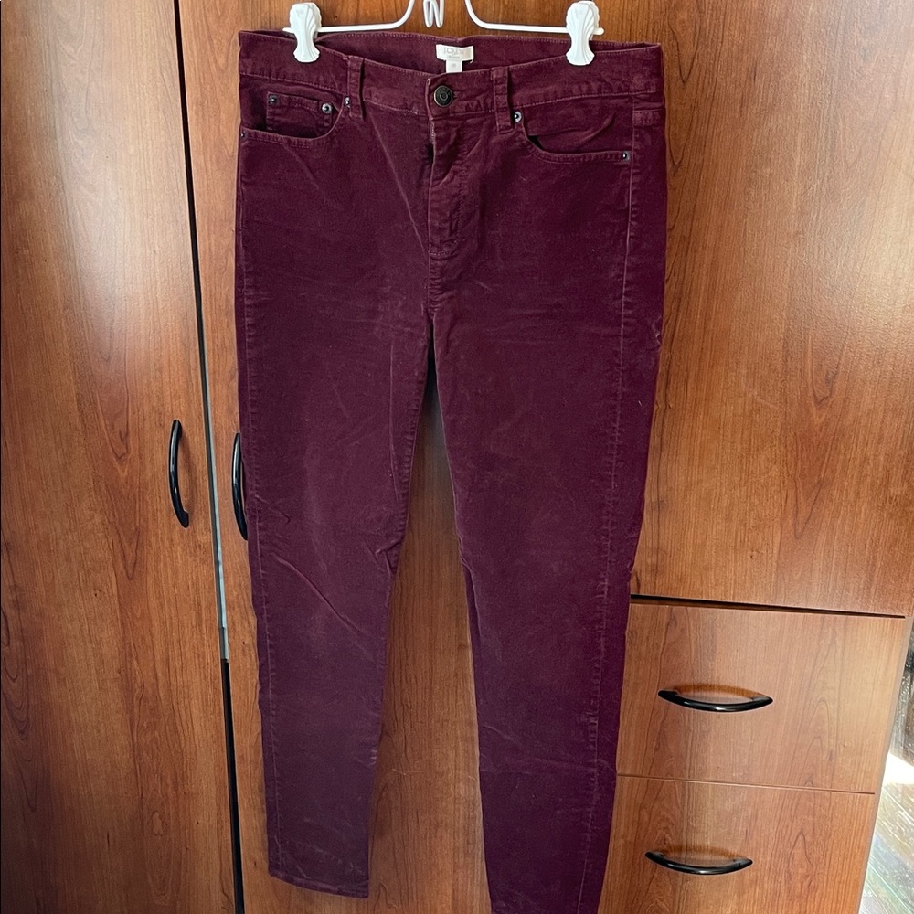 J. Crew Maroon Crushed Velvet Trousers